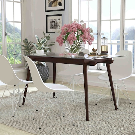 Flash Furniture Rectangle Wood Table, Clear Glass Top, 31.5"X55", Glass, Clear SK-17GC-034-E-GG